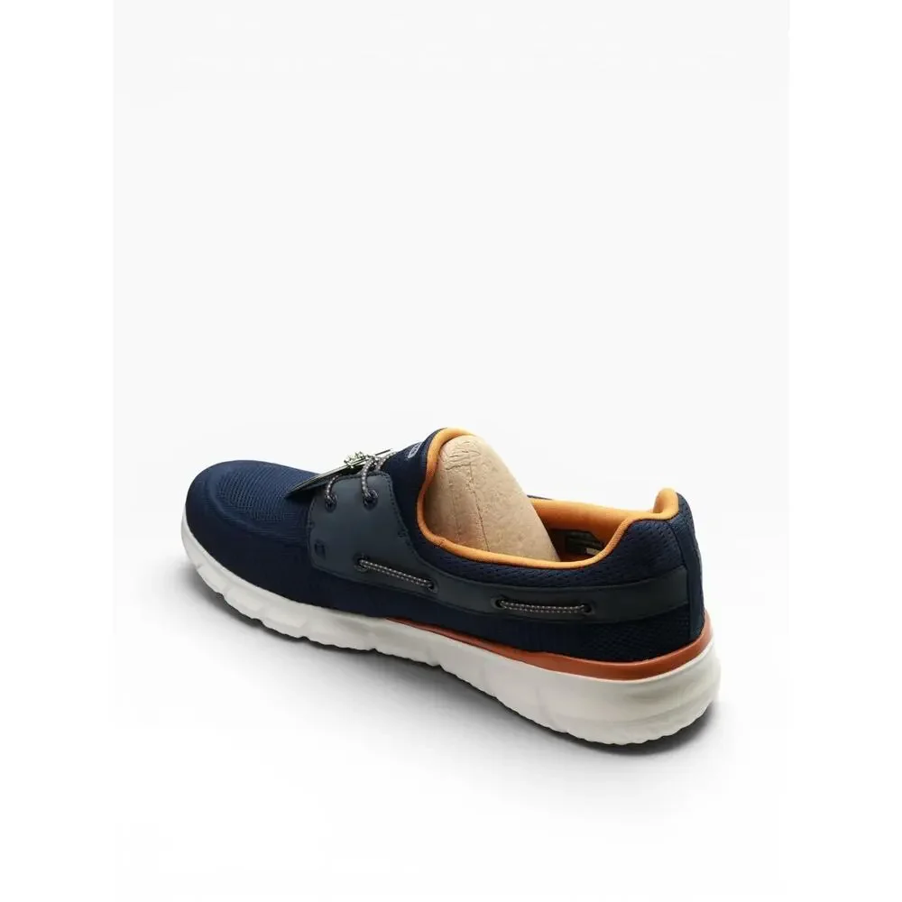 SKECHERS MEN'S DEL RETTO-CLEAN SLATE KNITTED BUNGEE SLIP ON, NAVY, 14 W US